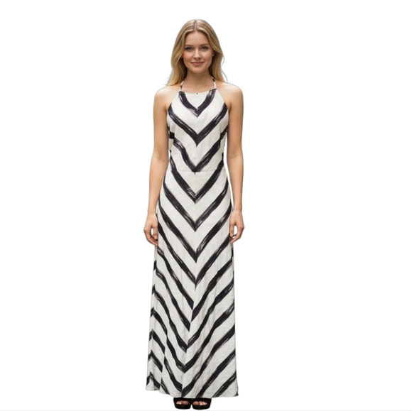 Ann Taylor Dresses & Skirts - Ann Taylor Black and White Halter Maxi Dress